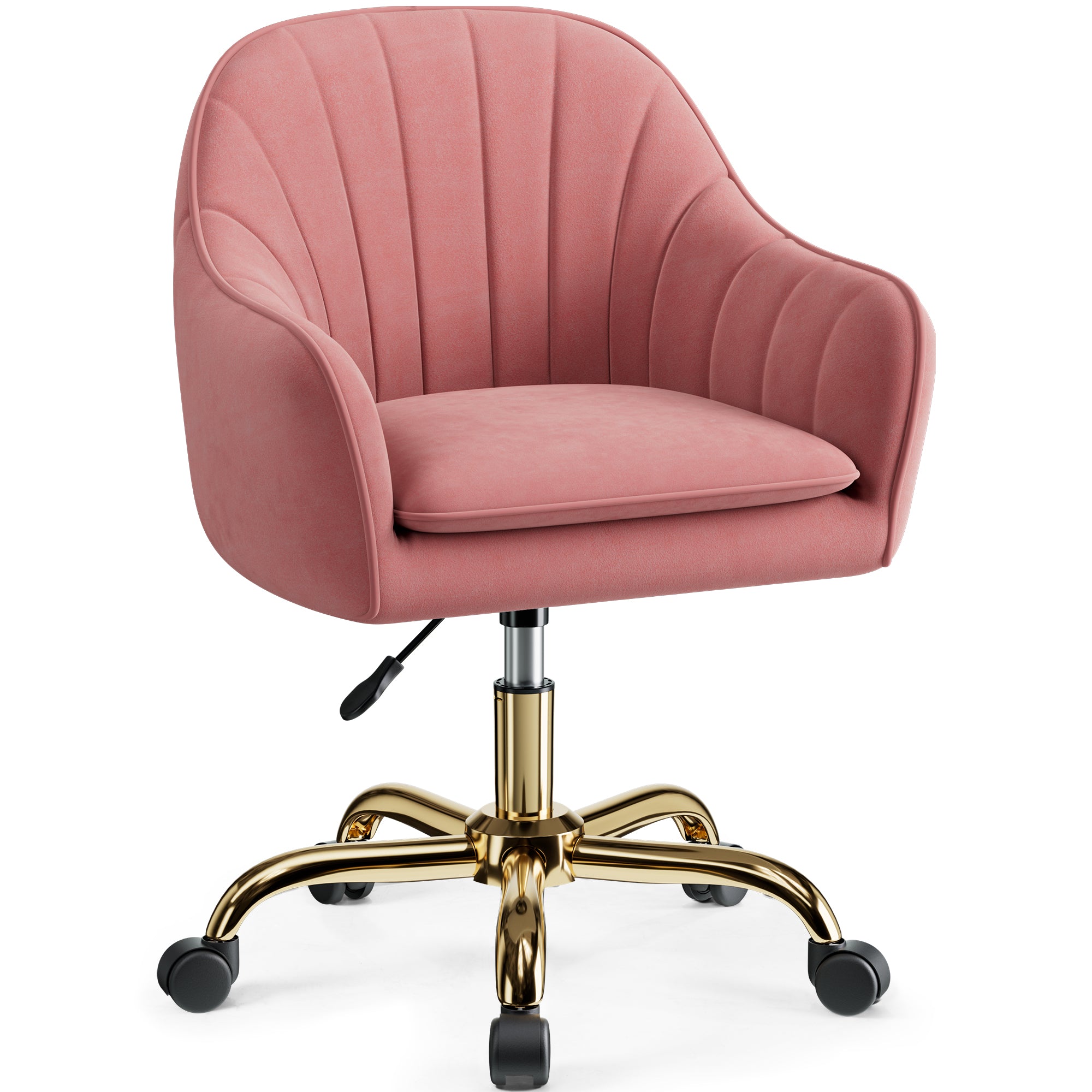 Vanity Chair with Wheels, Comfy Home Office Desk Chairs Adjustable Modern Velvet Makeup Vanity Chairs for Bedroom Living Room