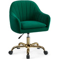 Vanity Chair with Wheels, Comfy Home Office Desk Chairs Adjustable Modern Velvet Makeup Vanity Chairs for Bedroom Living Room