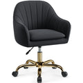 Vanity Chair with Wheels, Comfy Home Office Desk Chairs Adjustable Modern Velvet Makeup Vanity Chairs for Bedroom Living Room