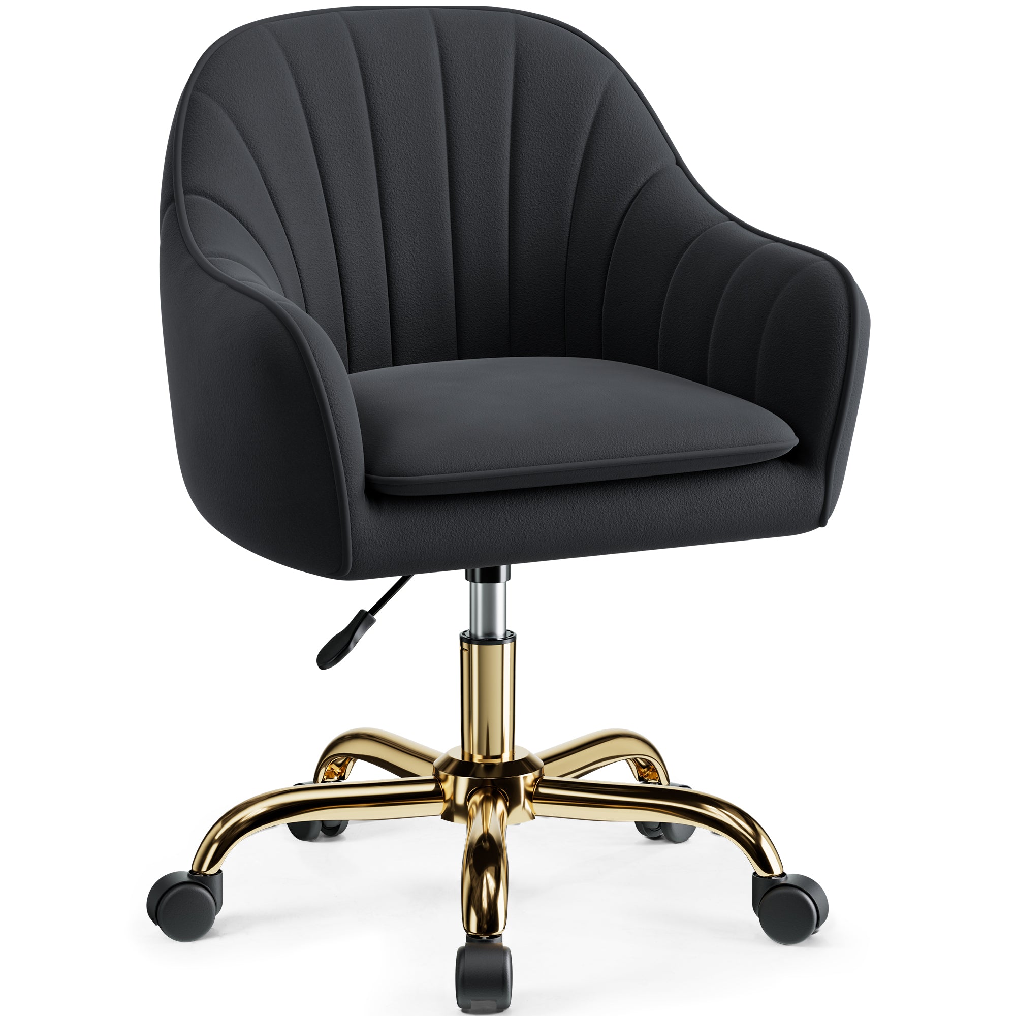 Vanity Chair with Wheels, Comfy Home Office Desk Chairs Adjustable Modern Velvet Makeup Vanity Chairs for Bedroom Living Room