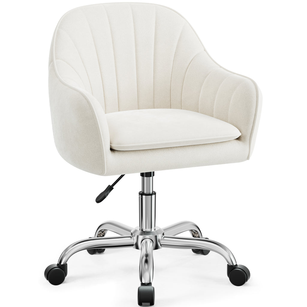 Vanity Chair with Wheels, Comfy Home Office Desk Chairs Adjustable Modern Velvet Makeup Vanity Chairs for Bedroom Living Room