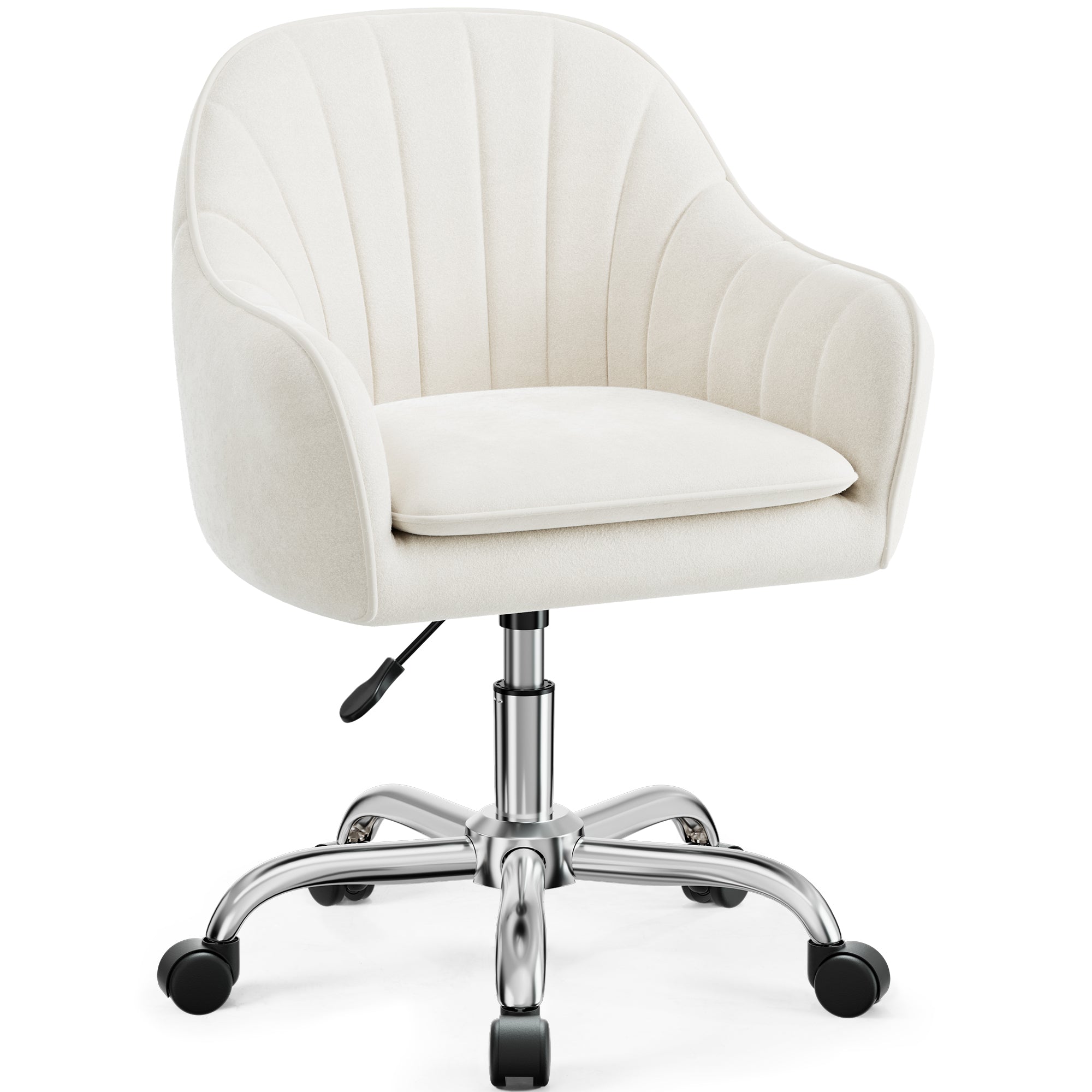Vanity Chair with Wheels, Comfy Home Office Desk Chairs Adjustable Modern Velvet Makeup Vanity Chairs for Bedroom Living Room