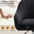 Vanity Chair with Wheels, Comfy Home Office Desk Chairs Adjustable Modern Velvet Makeup Vanity Chairs for Bedroom Living Room