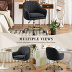 Vanity Chair with Wheels, Comfy Home Office Desk Chairs Adjustable Modern Velvet Makeup Vanity Chairs for Bedroom Living Room