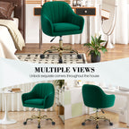 Vanity Chair with Wheels, Comfy Home Office Desk Chairs Adjustable Modern Velvet Makeup Vanity Chairs for Bedroom Living Room