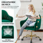 Vanity Chair with Wheels, Comfy Home Office Desk Chairs Adjustable Modern Velvet Makeup Vanity Chairs for Bedroom Living Room