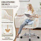 Vanity Chair with Wheels, Comfy Home Office Desk Chairs Adjustable Modern Velvet Makeup Vanity Chairs for Bedroom Living Room