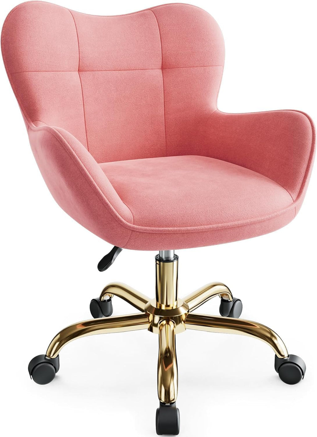 Vanity Chair with Wheels, Cute Home Office Desk Chairs Adjustable Height for Living Bedroom