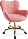 Vanity Chair with Wheels, Cute Home Office Desk Chairs Adjustable Height for Living Bedroom