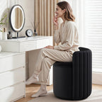 Vanity Chair with Storage, 360° Swivel Velvet Makeup Stool with Wave Backrest, Modern Round Upholstered Closet Stool ,No Assembly for Bedroom, Dressing Room 1
