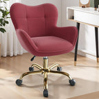 Vanity Chair with Wheels, Cute Home Office Desk Chairs Adjustable Height for Living Bedroom