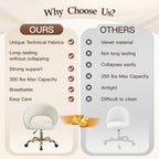 Vanity Chair with Wheels, Golden Titanium-Plated Home Office Chair 300LBS, Modern Velvet Swivel Makeup Chair 360°