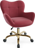Vanity Chair with Wheels, Cute Home Office Desk Chairs Adjustable Height for Living Bedroom