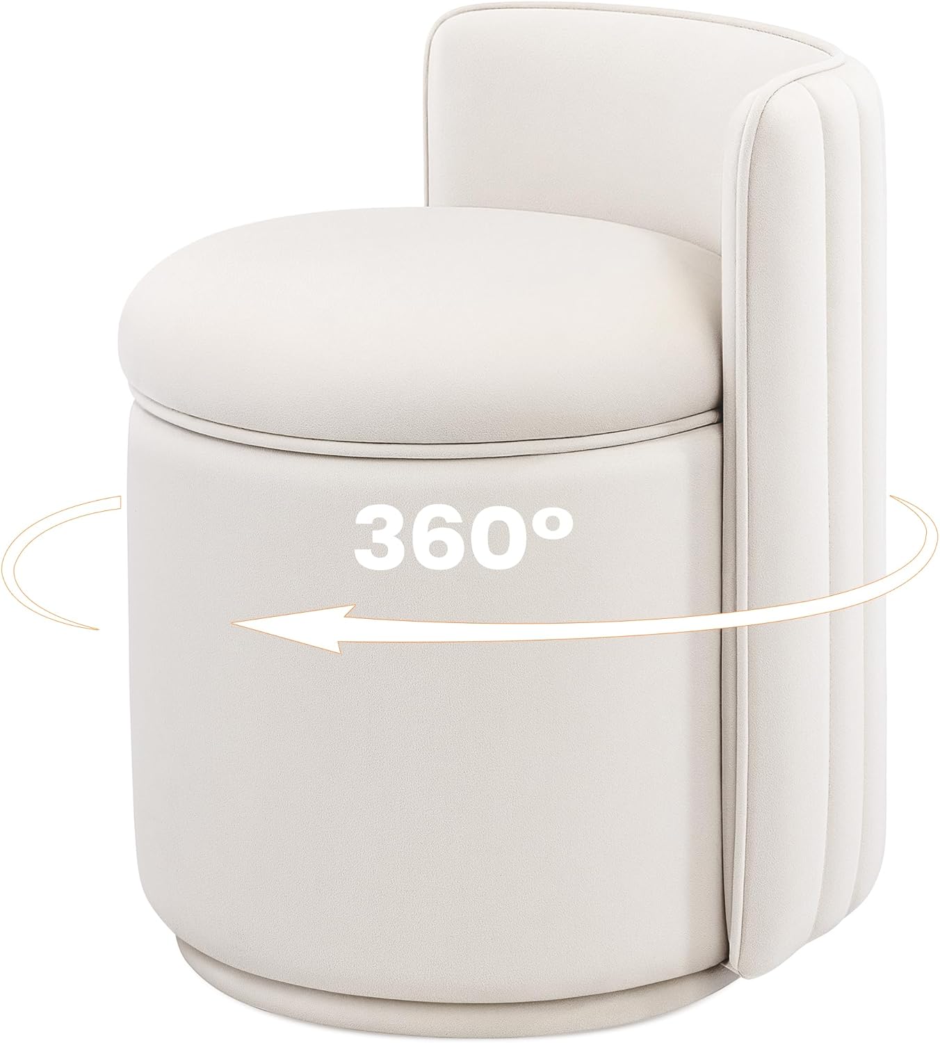 Vanity Chair with Storage, 360° Swivel Velvet Makeup Stool with Wave Backrest, Modern Round Upholstered Closet Stool ,No Assembly for Bedroom, Dressing Room 1