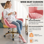 Vanity Chair with Wheels, Cute Home Office Desk Chairs Adjustable Height for Living Bedroom