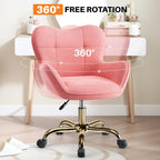 Vanity Chair with Wheels, Cute Home Office Desk Chairs Adjustable Height for Living Bedroom
