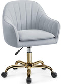 Vanity Chair with Wheels, Comfy Home Office Desk Chairs Adjustable Modern Velvet Makeup Vanity Chairs for Bedroom Living Room