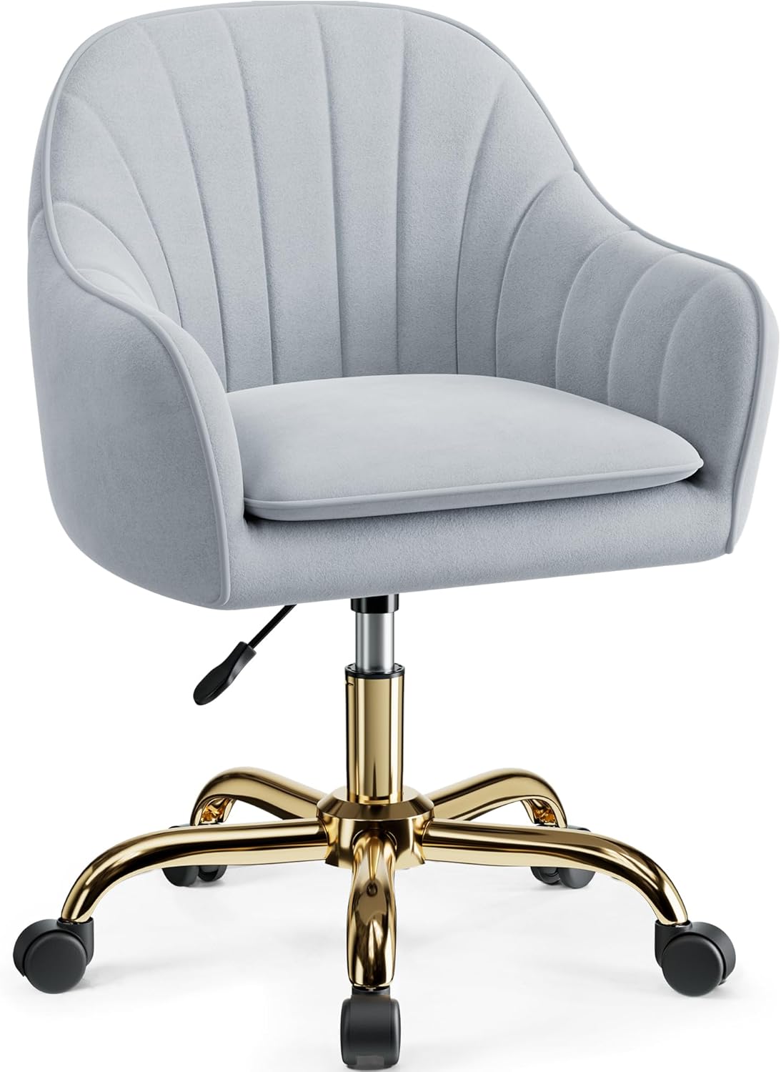 Vanity Chair with Wheels, Comfy Home Office Desk Chairs Adjustable Modern Velvet Makeup Vanity Chairs for Bedroom Living Room