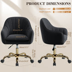 Vanity Chair with Wheels, Comfy Home Office Desk Chairs Adjustable Modern Velvet Makeup Vanity Chairs for Bedroom Living Room