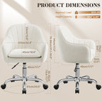 Vanity Chair with Wheels, Comfy Home Office Desk Chairs Adjustable Modern Velvet Makeup Vanity Chairs for Bedroom Living Room