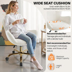 Vanity Chair with Wheels, Cute Home Office Desk Chairs Adjustable Height for Living Bedroom, Small Modern Fluffy Velvet Makeup Chair with Back for Girls