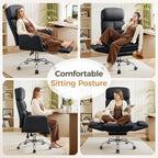Big and Tall Office Chair 500LBS, Ergonomic High Back Leather Executive Chair, Reclining Swivel with Adjustable Armrests Lumbar Support Footrest