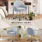 Vanity Chair with Wheels, Comfy Home Office Desk Chairs Adjustable Modern Velvet Makeup Vanity Chairs for Bedroom Living Room
