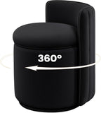 Vanity Chair with Storage, 360° Swivel Velvet Makeup Stool with Wave Backrest, Modern Round Upholstered Closet Stool ,No Assembly for Bedroom, Dressing Room 1