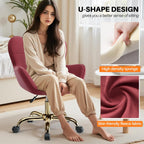 Vanity Chair with Wheels, Cute Home Office Desk Chairs Adjustable Height for Living Bedroom