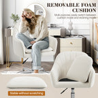Vanity Chair with Wheels, Comfy Home Office Desk Chairs Adjustable Modern Velvet Makeup Vanity Chairs for Bedroom Living Room