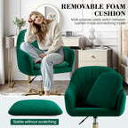 Vanity Chair with Wheels, Comfy Home Office Desk Chairs Adjustable Modern Velvet Makeup Vanity Chairs for Bedroom Living Room