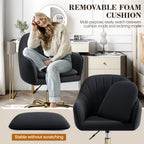 Vanity Chair with Wheels, Comfy Home Office Desk Chairs Adjustable Modern Velvet Makeup Vanity Chairs for Bedroom Living Room