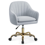 Vanity Chair with Wheels, Comfy Home Office Desk Chairs Adjustable Modern Velvet Makeup Vanity Chairs for Bedroom Living Room